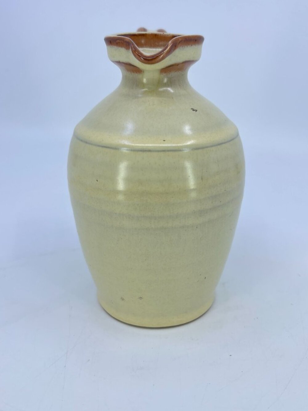 vintage liebermann pottery ceramic pitcher with handle rustic farmhouse decor